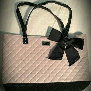 Betsey Johnson XL pink and black quilted tote
